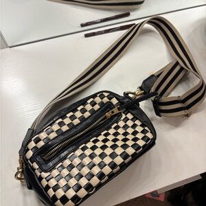 Stylish Black and Cream Checkered Women's Bag